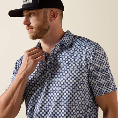 Ariat White Medallion All Over Print Fitted Polo