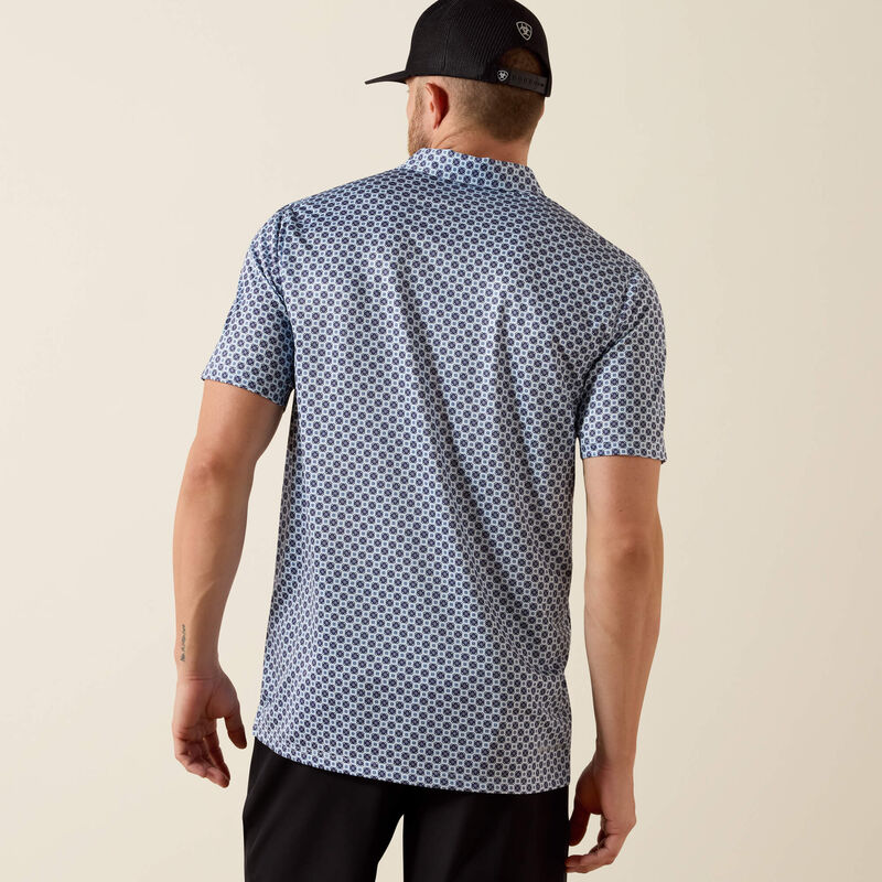 Ariat White Medallion All Over Print Fitted Polo