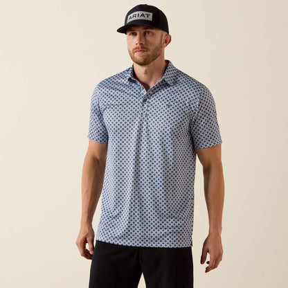 Ariat White Medallion All Over Print Fitted Polo