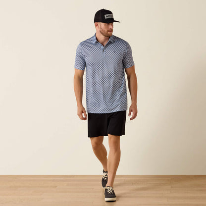 Ariat White Medallion All Over Print Fitted Polo
