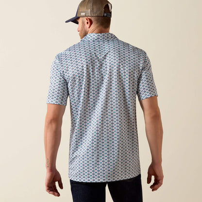 Ariat White Southwest Print All Over Print Classic Fit Polo