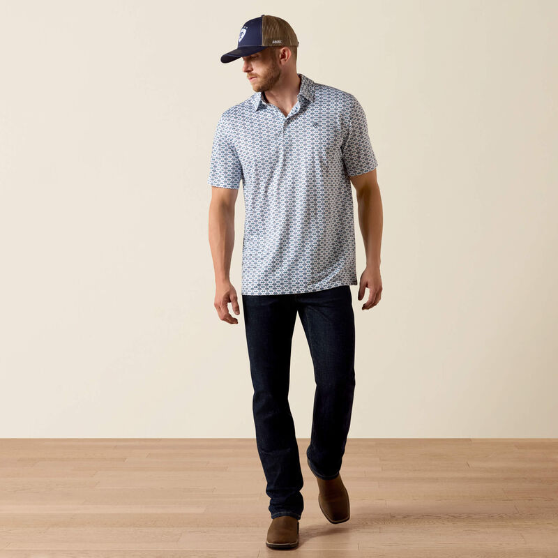 Ariat White Southwest Print All Over Print Classic Fit Polo