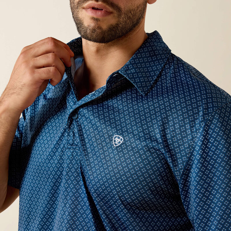 Ariat Dark Denim Medallion Print All Over Print Classic Fit Polo