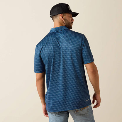 Ariat Dark Denim Medallion Print All Over Print Classic Fit Polo