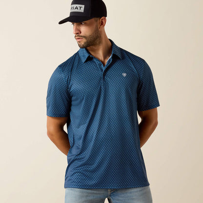 Ariat Dark Denim Medallion Print All Over Print Classic Fit Polo
