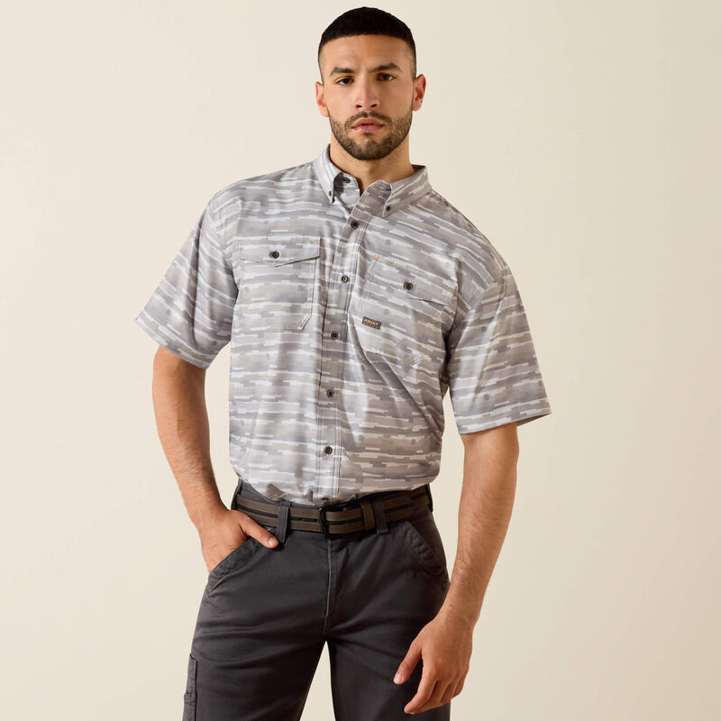 Ariat Micro Chip Print Rebar Made Tough VentTEK DuraStretch Work Shirt