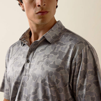 Ariat Sky Rocket Camo Print All Over Print Heathered Fitted Polo