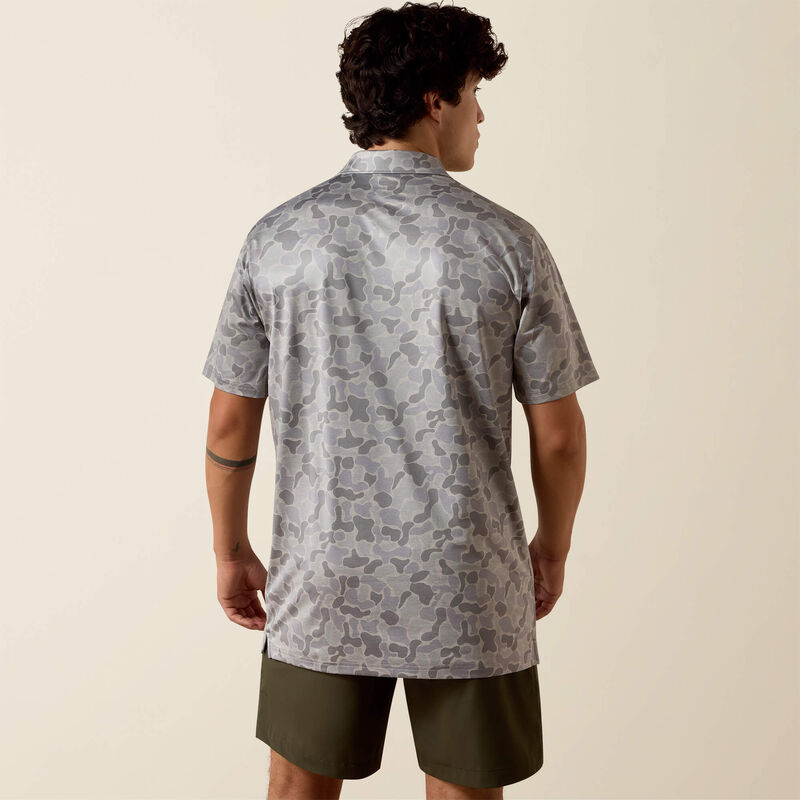 Ariat Sky Rocket Camo Print All Over Print Heathered Fitted Polo