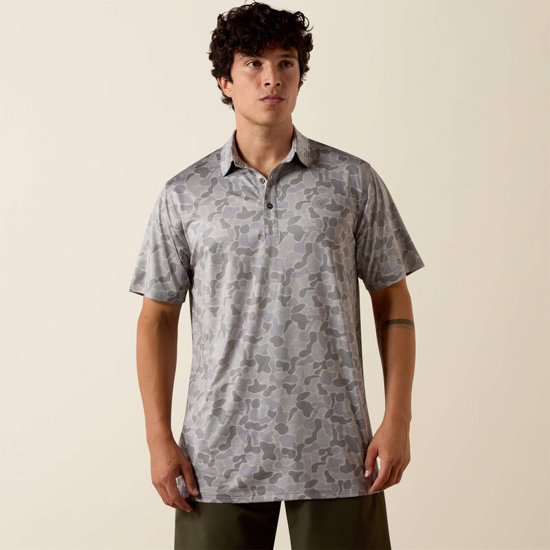 Ariat Sky Rocket Camo Print All Over Print Heathered Fitted Polo