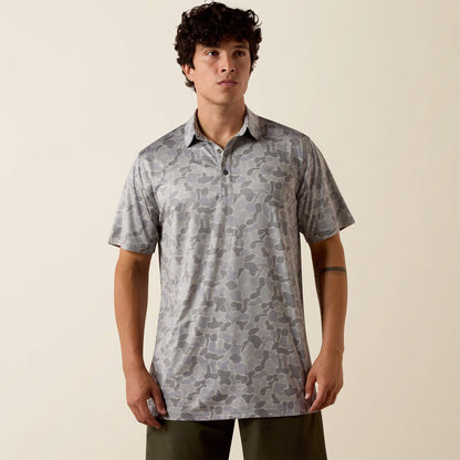 Ariat Sky Rocket Camo Print All Over Print Heathered Fitted Polo