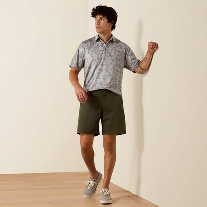 Ariat Sky Rocket Camo Print All Over Print Heathered Fitted Polo