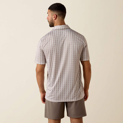 Ariat Taupe Grey Southwest Geo Print All Over Print Polo