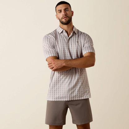 Ariat Taupe Grey Southwest Geo Print All Over Print Polo