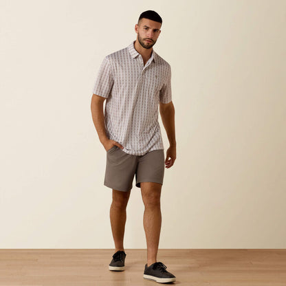 Ariat Taupe Grey Southwest Geo Print All Over Print Polo