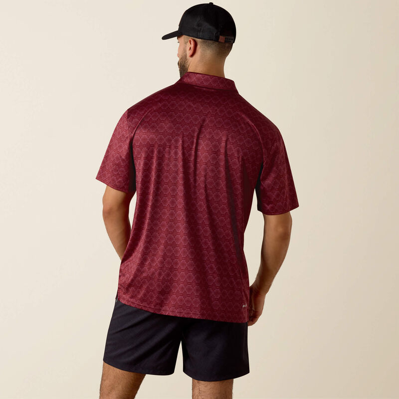 Ariat Scarlet Heather Southwest Stripe All Over Print Heathered Classic Fit Polo