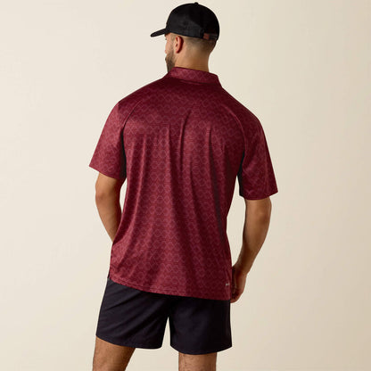 Ariat Scarlet Heather Southwest Stripe All Over Print Heathered Classic Fit Polo