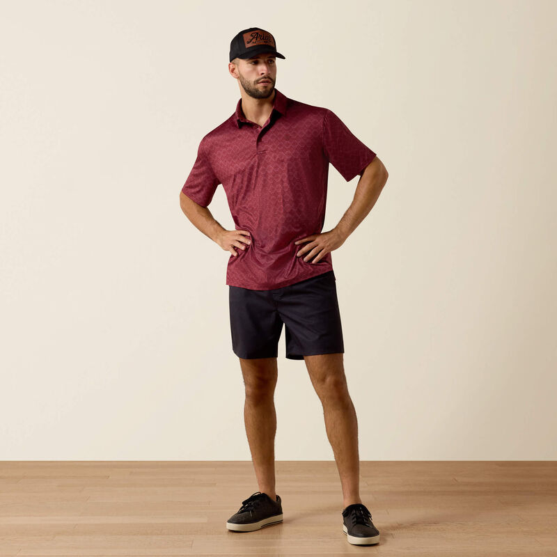 Ariat Scarlet Heather Southwest Stripe All Over Print Heathered Classic Fit Polo