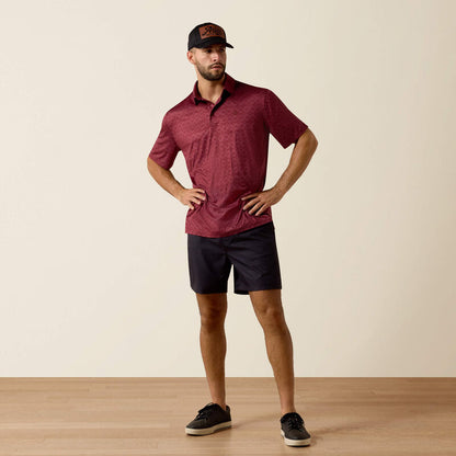 Ariat Scarlet Heather Southwest Stripe All Over Print Heathered Classic Fit Polo