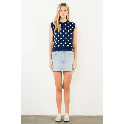 Sleeveless Polka Dot Knitted Top