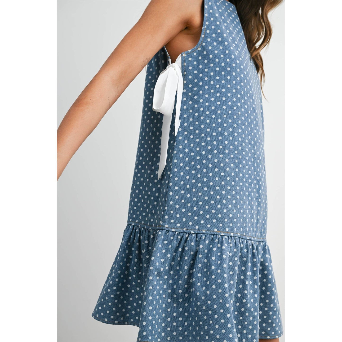 Blue Polka Dot Ruffle Dress