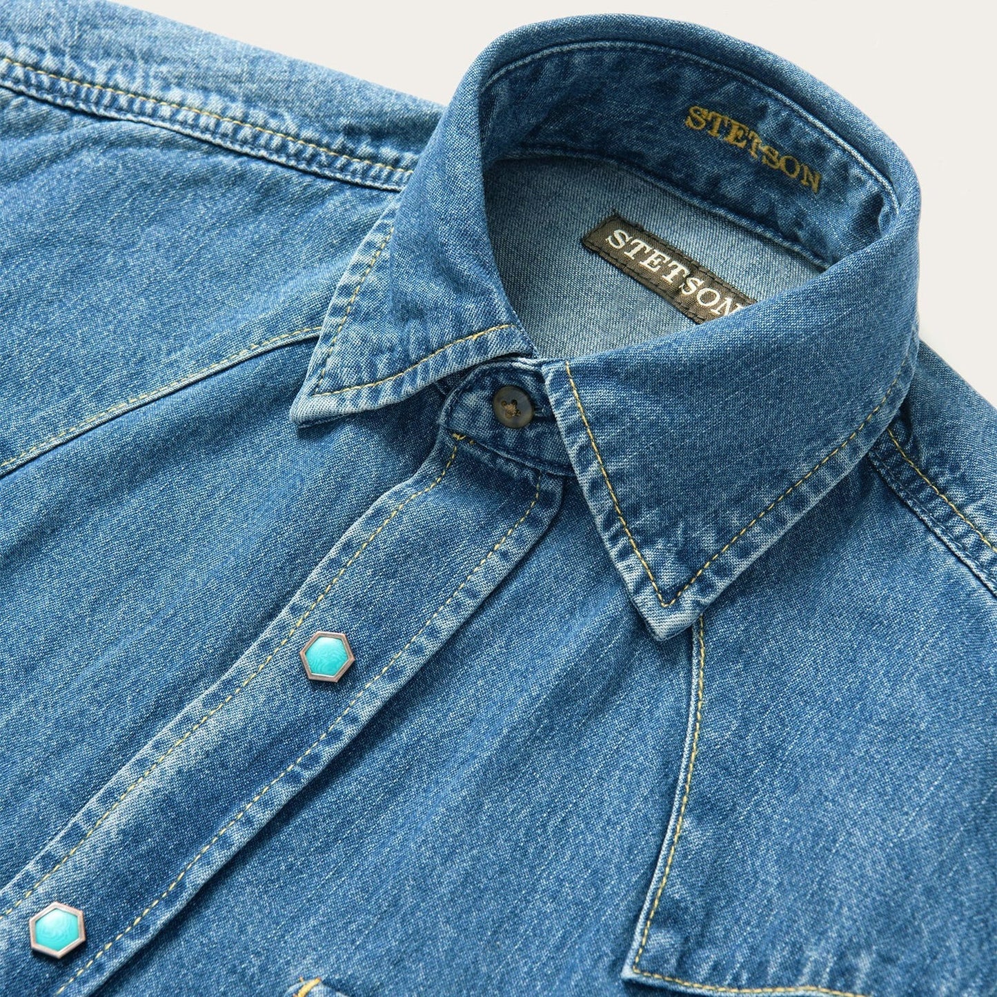 Stetson Turquoise Snap Denim Shirt