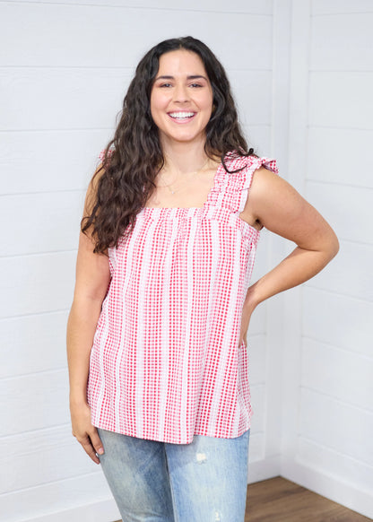 Layerz Clothing - The Red Gingnam Sophia Top