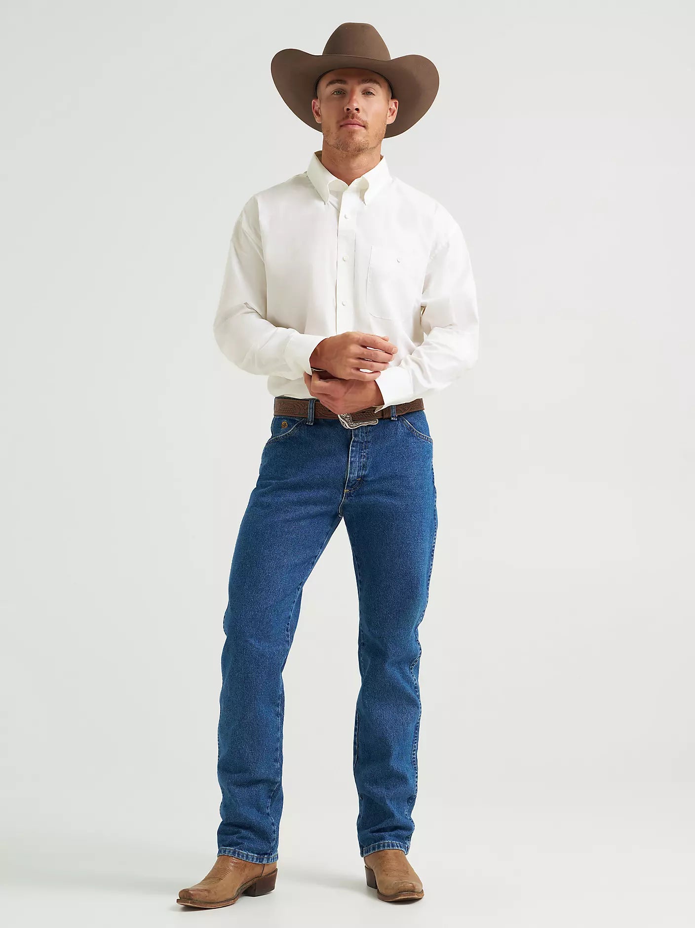 George Strait & Wrangler® National Patriot™ Button Down Solid Shirt