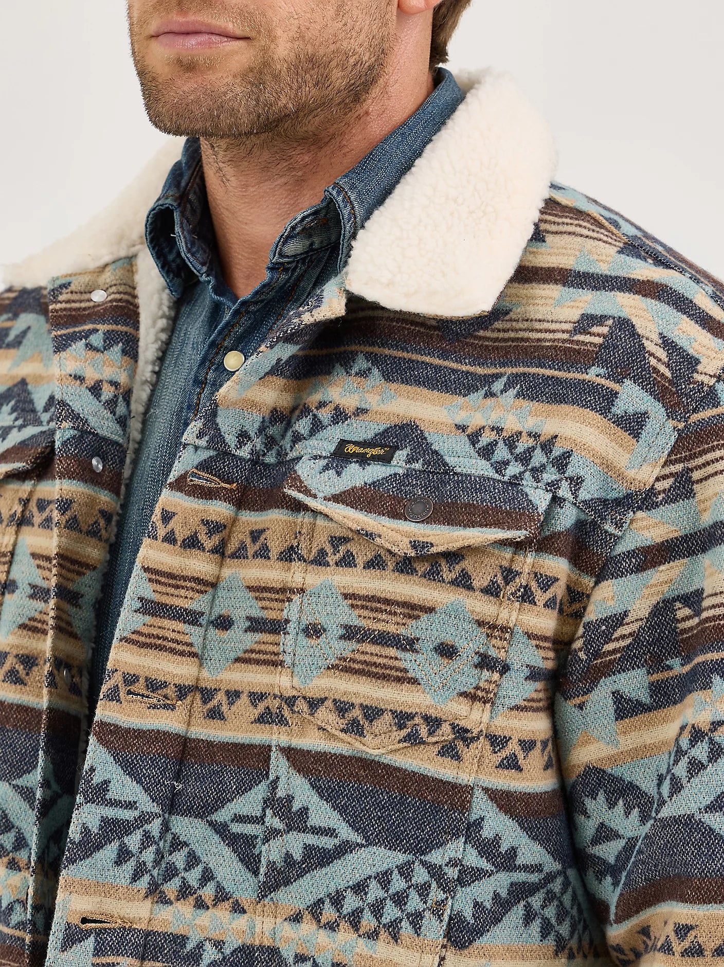 Wrangler Sherpa Lined Jacquard Print Jacket