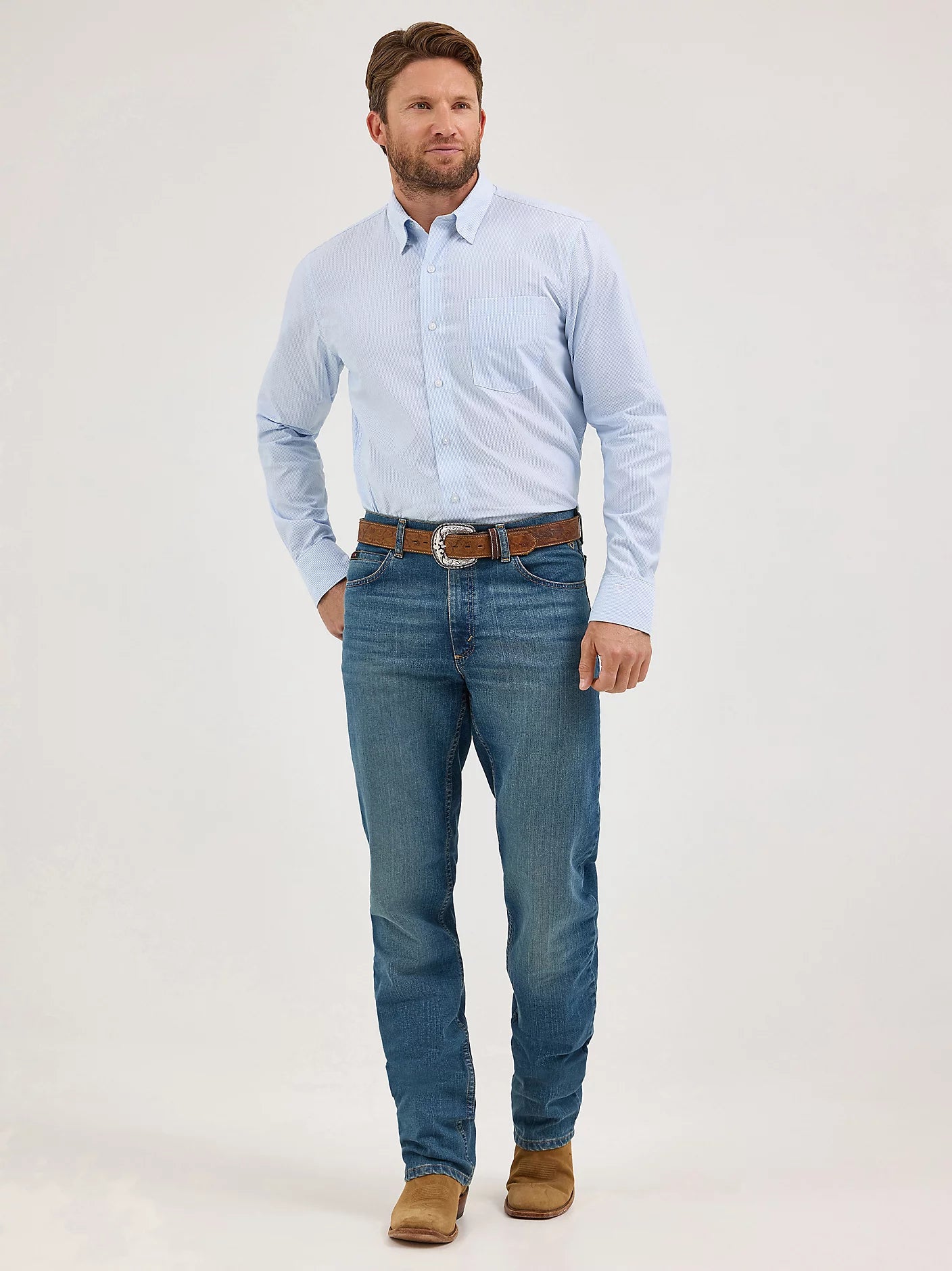 Wrangler Blue Broken Stripe Cody Johnson Shirt