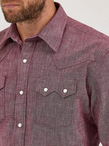 Wrangler Cody Johnson Burgundy Western Snap Shirt