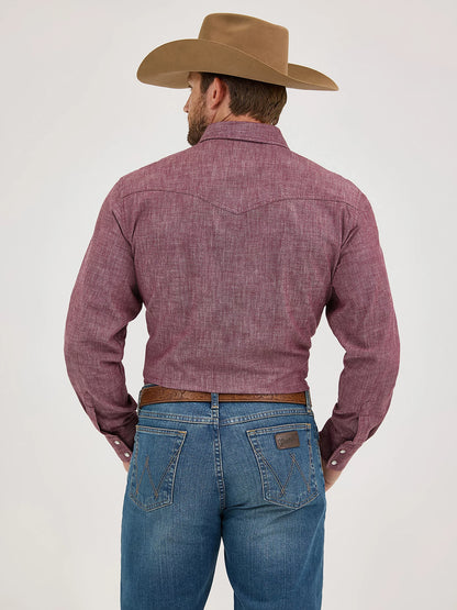Wrangler Cody Johnson Burgundy Western Snap Shirt