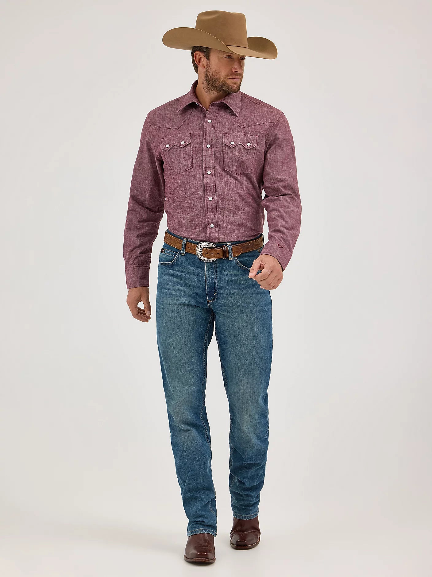 Wrangler Cody Johnson Burgundy Western Snap Shirt