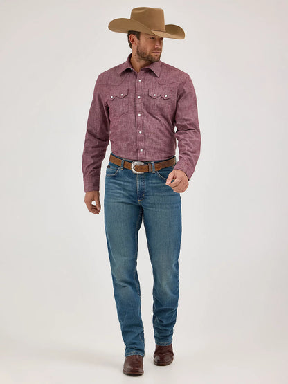 Wrangler Cody Johnson Burgundy Western Snap Shirt