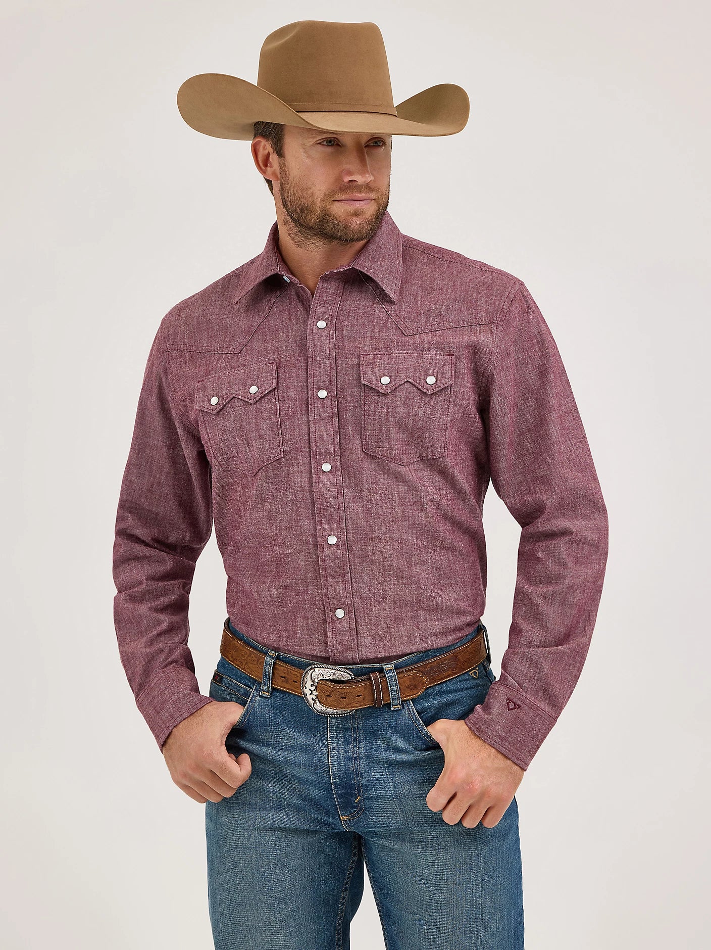Wrangler Cody Johnson Burgundy Western Snap Shirt
