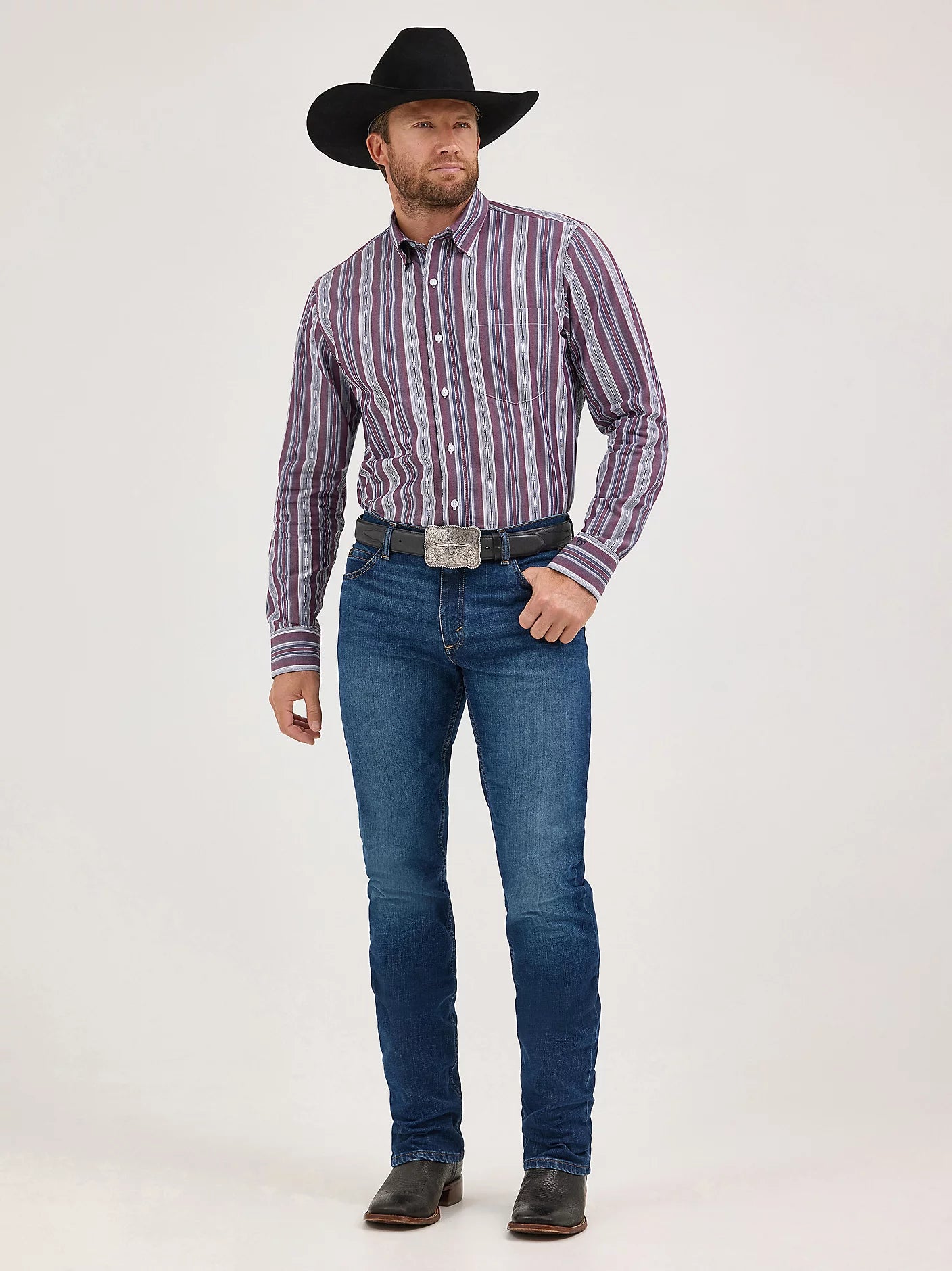 Wrangler Cody Johnson Mauve Stripes Button Down Shirt
