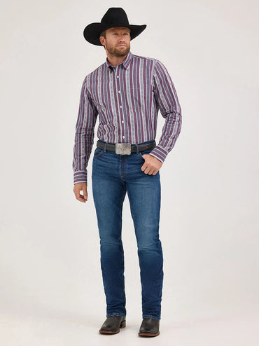 Wrangler Cody Johnson Mauve Stripes Button Down Shirt