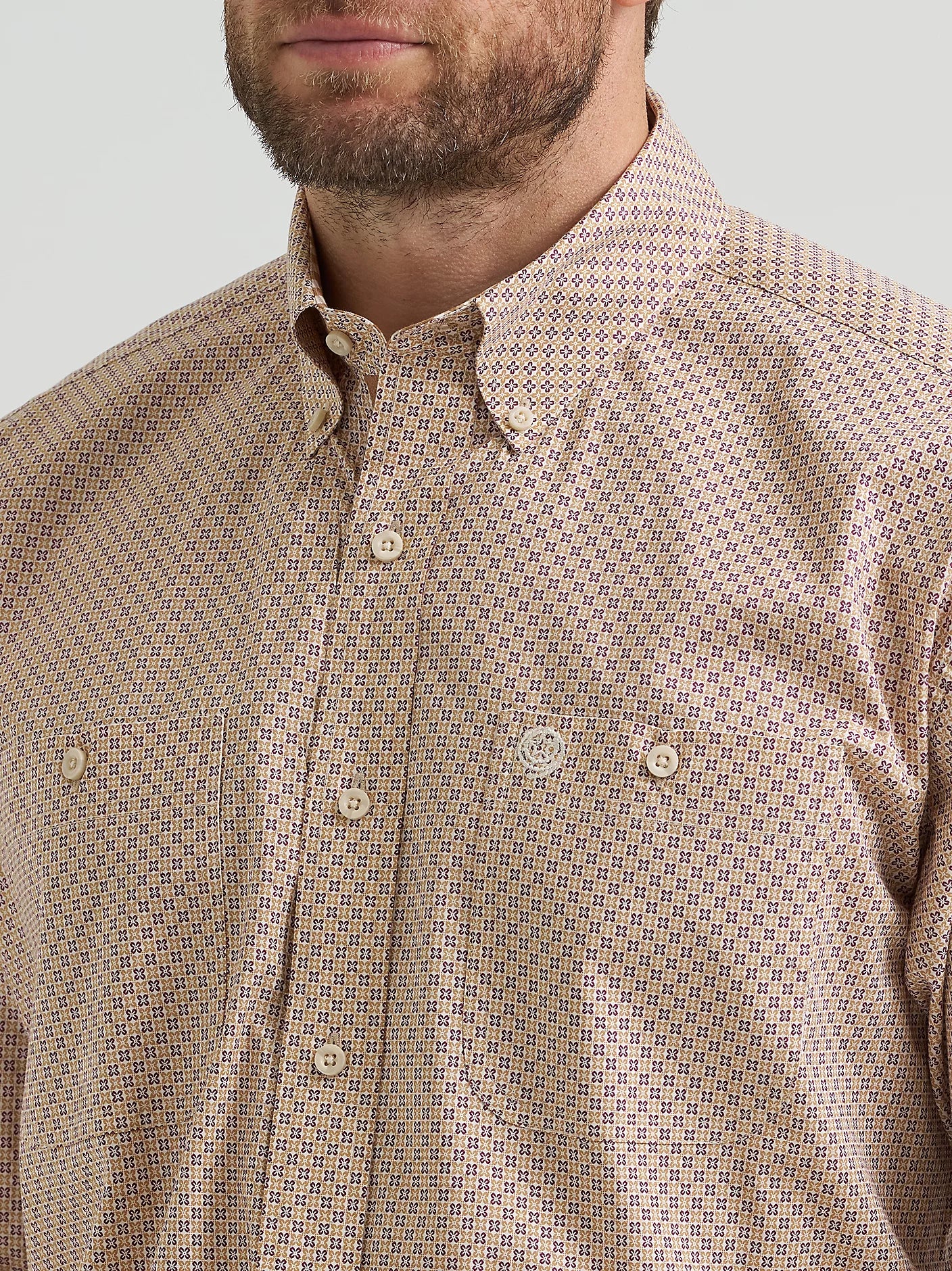 Wrangler George Strait Purple Tan Mod Button Down Shirt