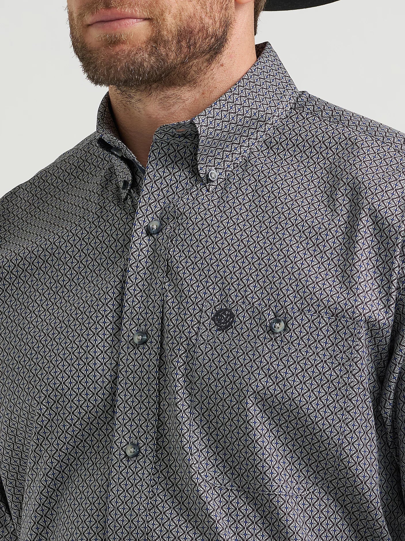 Wrangler George Strait Black Navy Hourglass Button Down Shirt