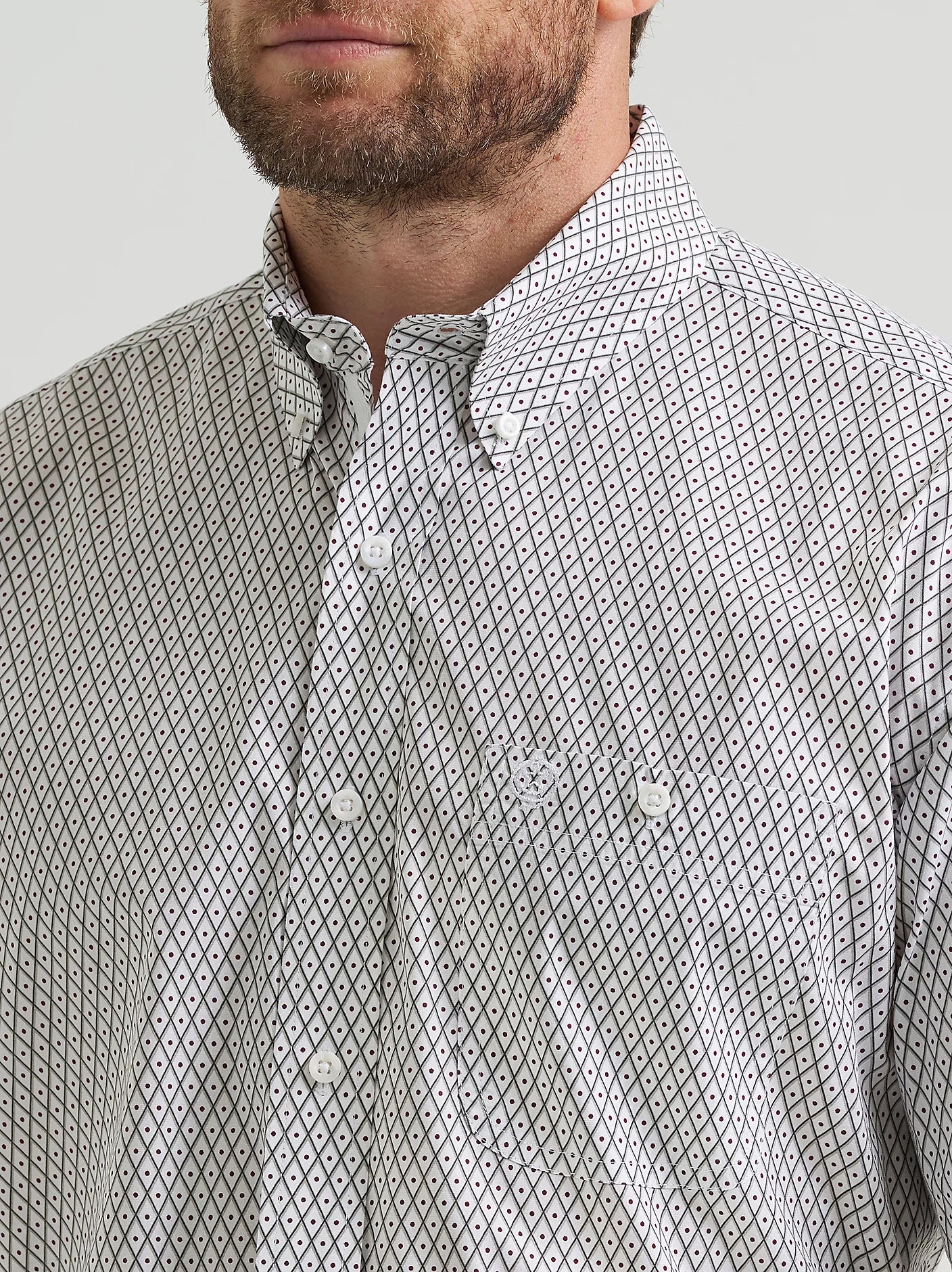 Wrangler George Strait Wine White Cross Button Down Shirt