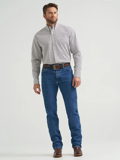 Wrangler George Strait Wine White Cross Button Down Shirt