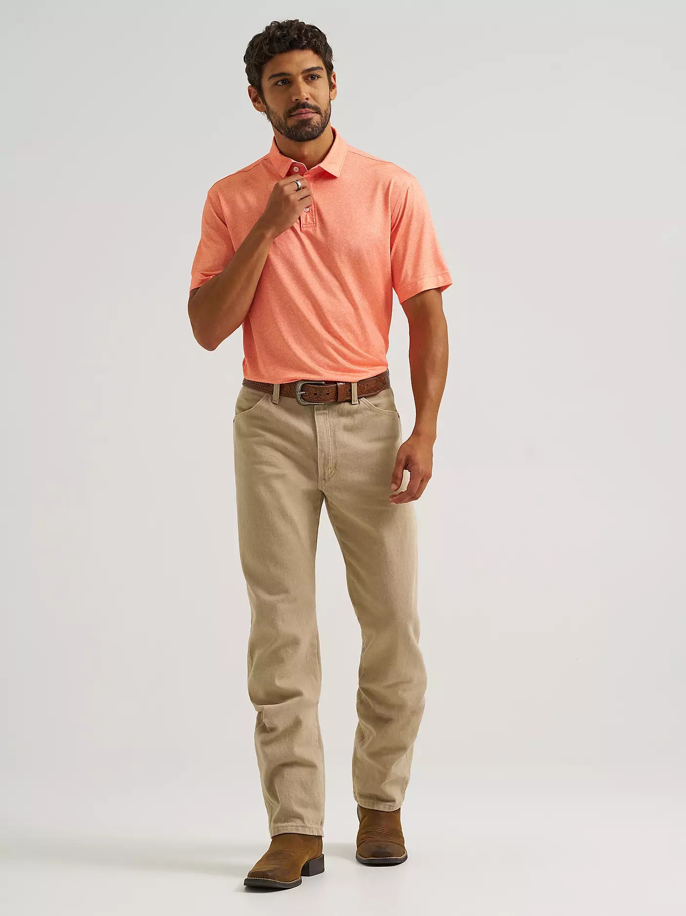 Wrangler Peach Echo All Terrain Gear Performance Polo Shirt