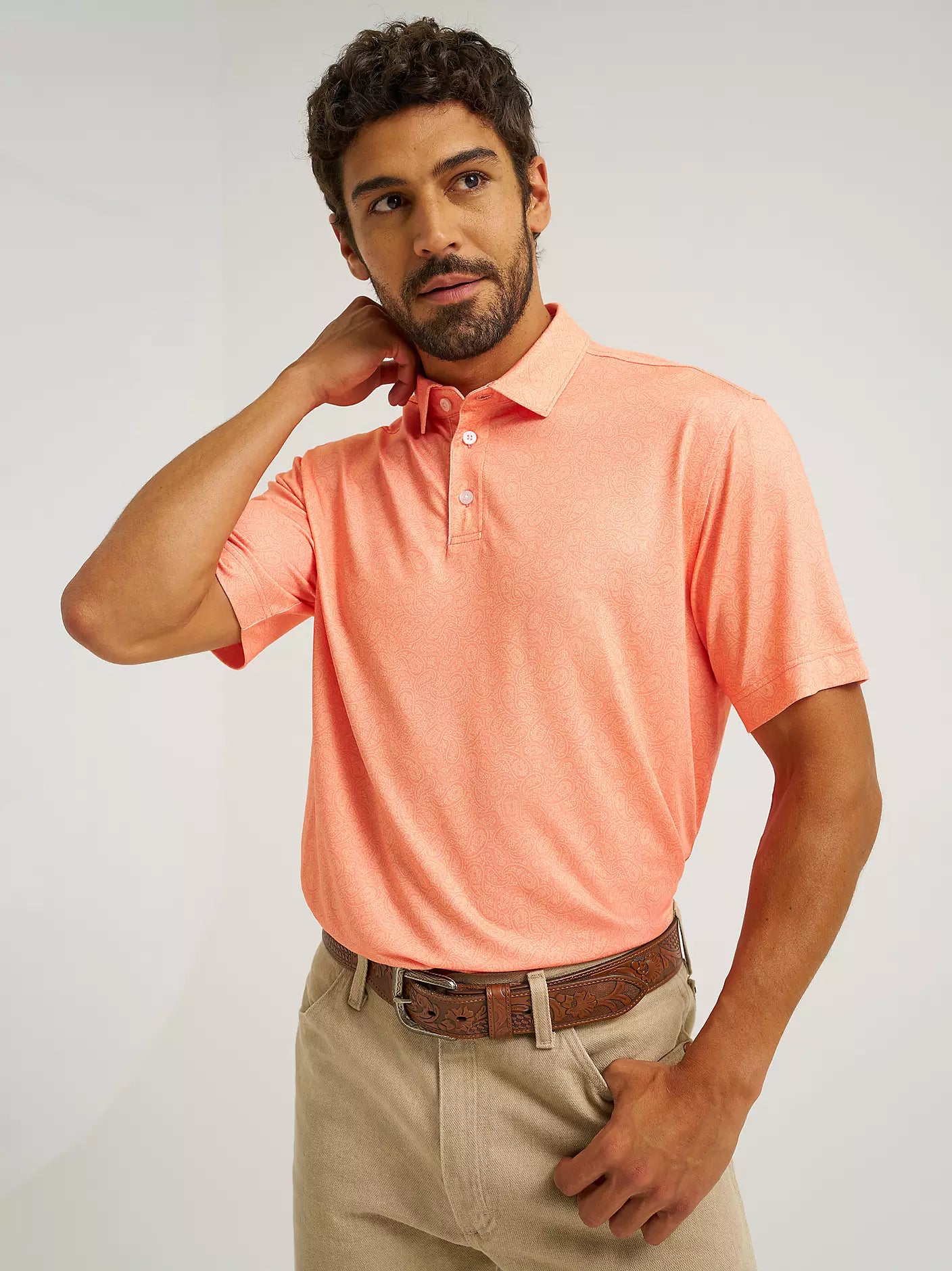 Wrangler Peach Echo All Terrain Gear Performance Polo Shirt