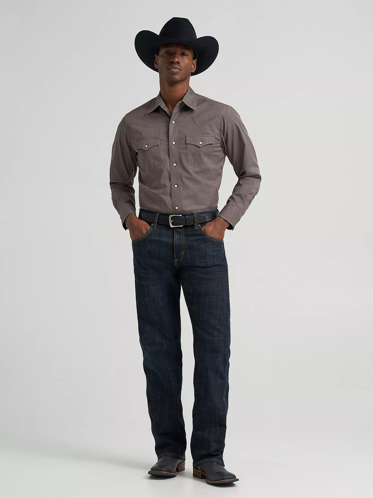 Wrangler Abstact Chevron Retro® Premium Long Sleeve Western Snap Printed Shirt