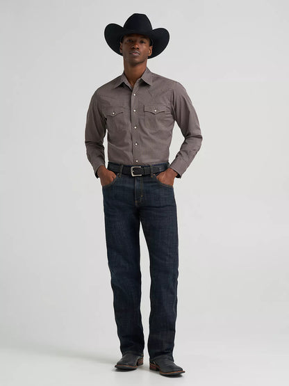 Wrangler Abstact Chevron Retro® Premium Long Sleeve Western Snap Printed Shirt