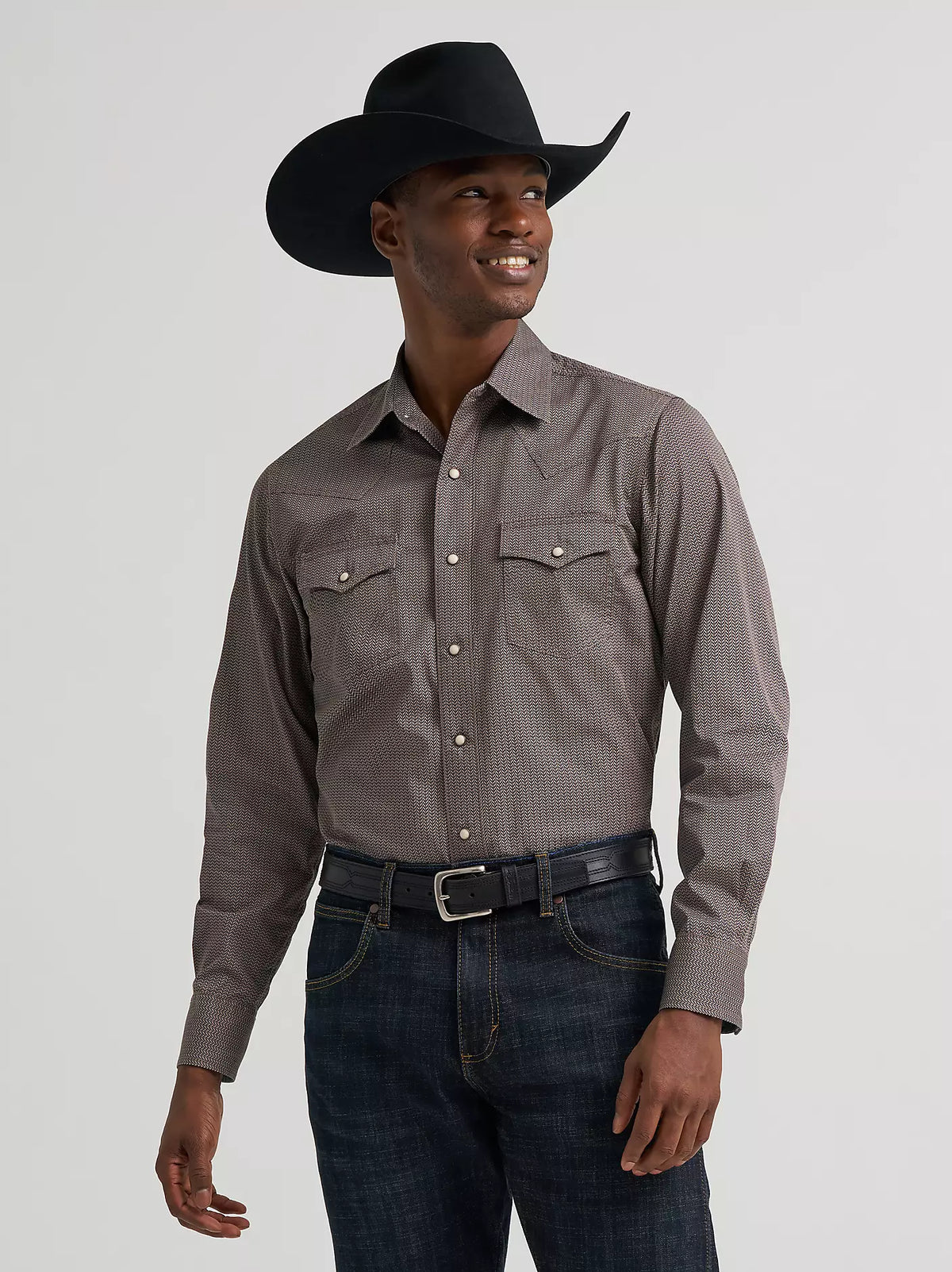 Wrangler Abstact Chevron Retro® Premium Long Sleeve Western Snap Printed Shirt