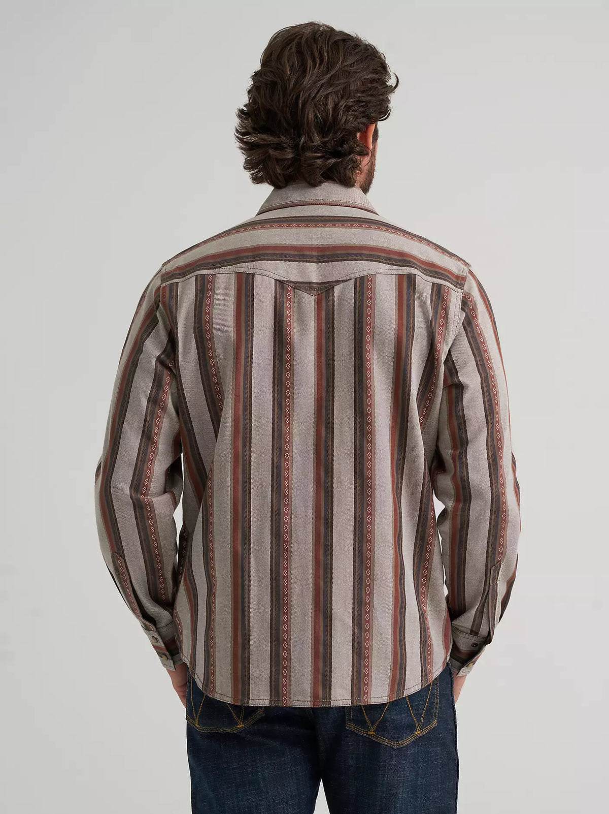 Wrangler Brown Sand Retro® Premium Stripe Western Snap Shirt