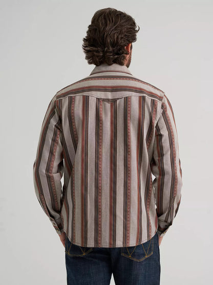 Wrangler Brown Sand Retro® Premium Stripe Western Snap Shirt