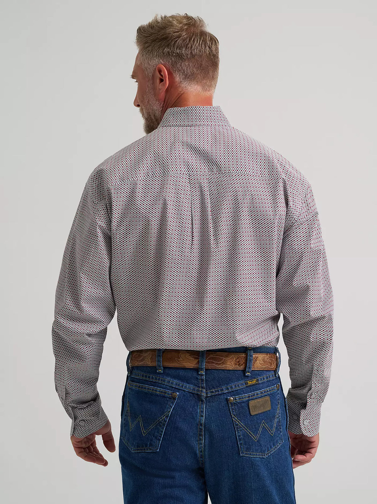 Wrangler® Grey SpurGeorge Strait™ Long Sleeve Button Down One Pocket Shirt