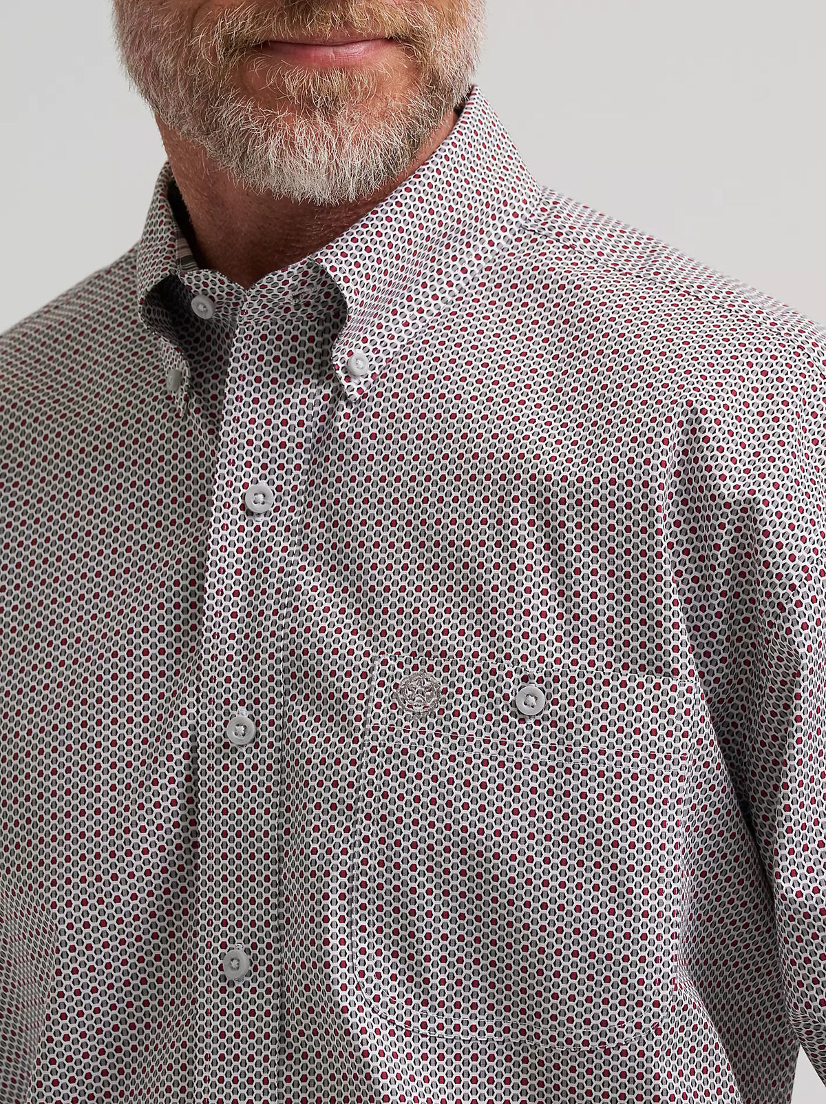 Wrangler® Grey SpurGeorge Strait™ Long Sleeve Button Down One Pocket Shirt
