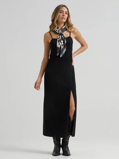 Women's Wrangler Black Denim Slit Front Maxi Dress